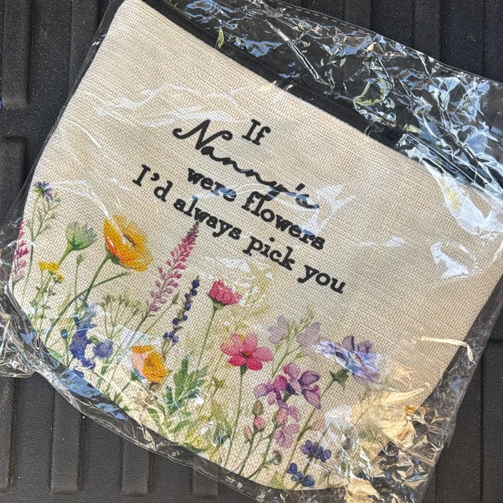 Floral Canvas Pouch with Heartfelt Message for Nanny